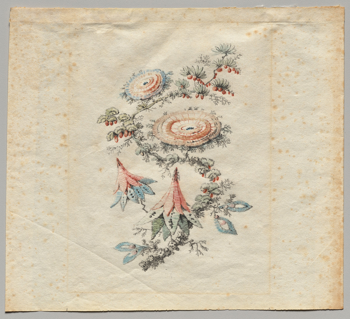 Flower Embroidery Design for Silk Manufactory of Lyon by Jean Baptiste Pillement, artwork