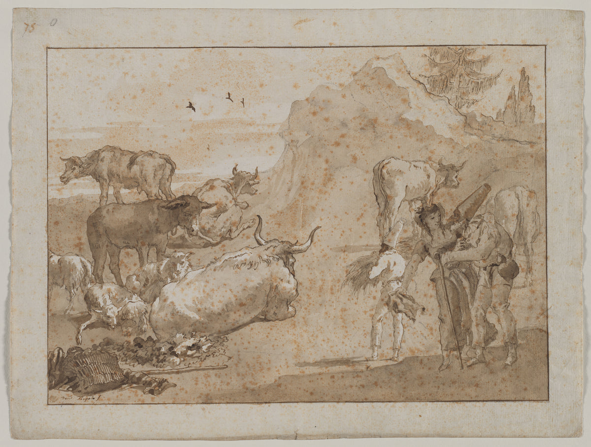 Sheep and Cows by Giovanni Domenico Tiepolo