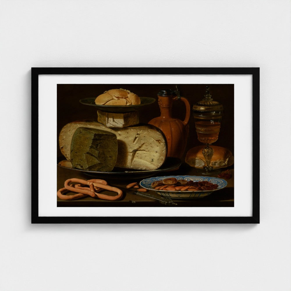 Still Life with Cheeses, Almonds and Pretzels — Clara Peeters