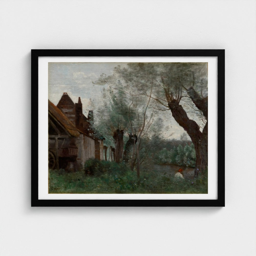 Willows and Farmhouse at Sainte-Catherine-lès-Arras — Black frame, 50 × 40 cm