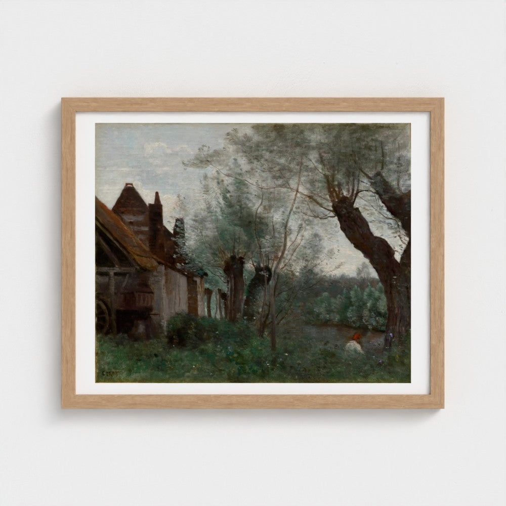 Willows and Farmhouse at Sainte-Catherine-lès-Arras — Natural frame, 50 × 40 cm