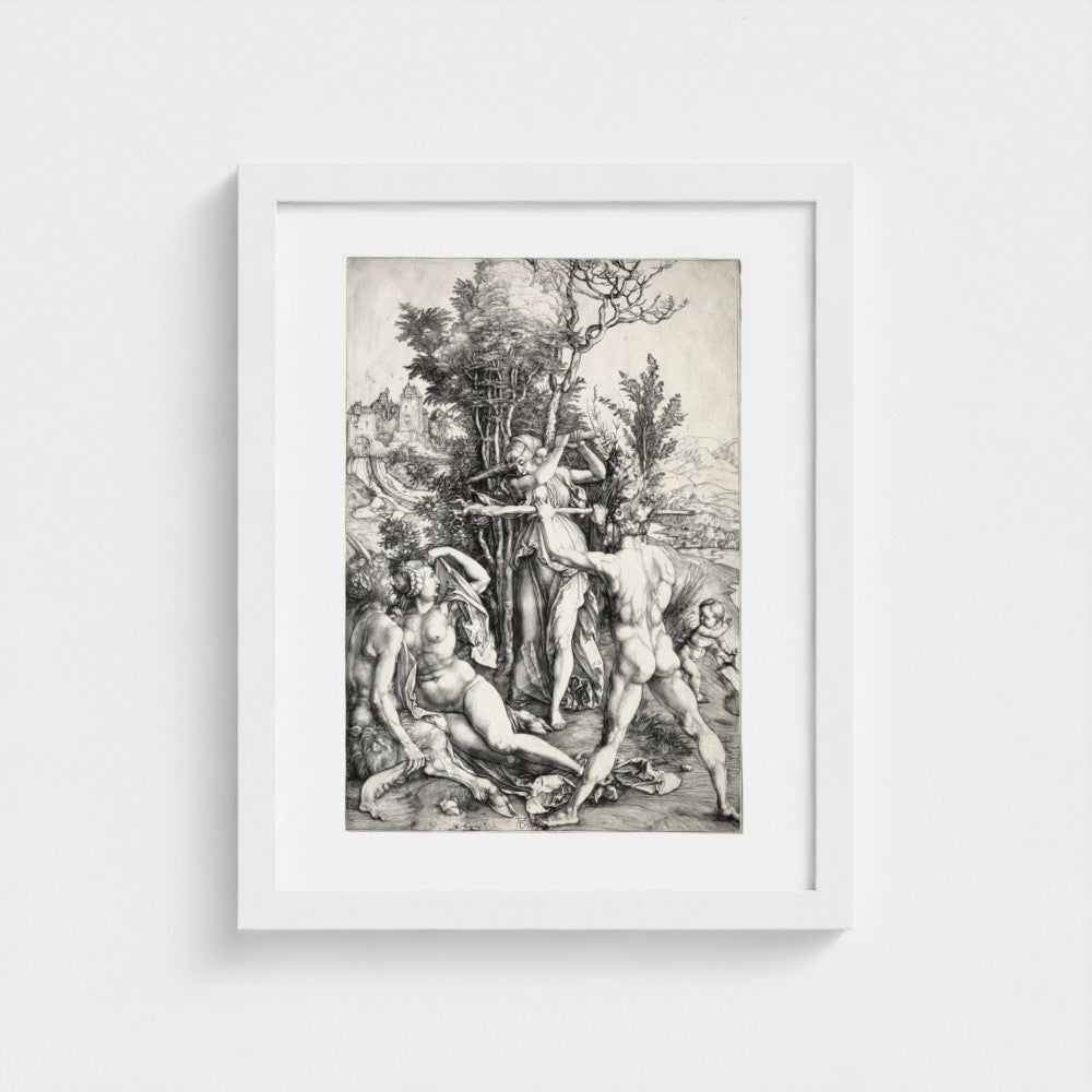 Albrecht Dürer, Hercules at the Crossroad — white frame, 28 × 35.5 cm