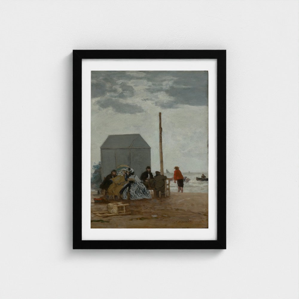 Eugène Boudin, The Beach at Deauville, black frame