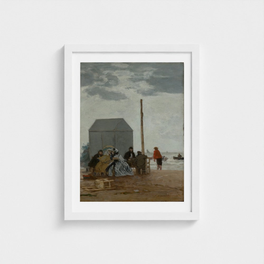 Eugène Boudin, The Beach at Deauville, white frame
