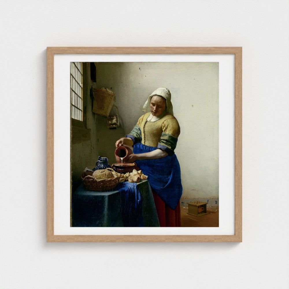 Johannes Vermeer, The Milkmaid, natural frame mock-up