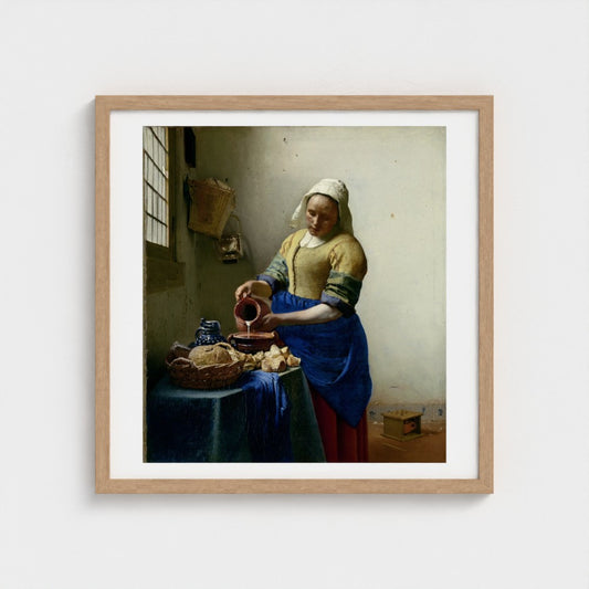 Johannes Vermeer, The Milkmaid, natural frame mock-up