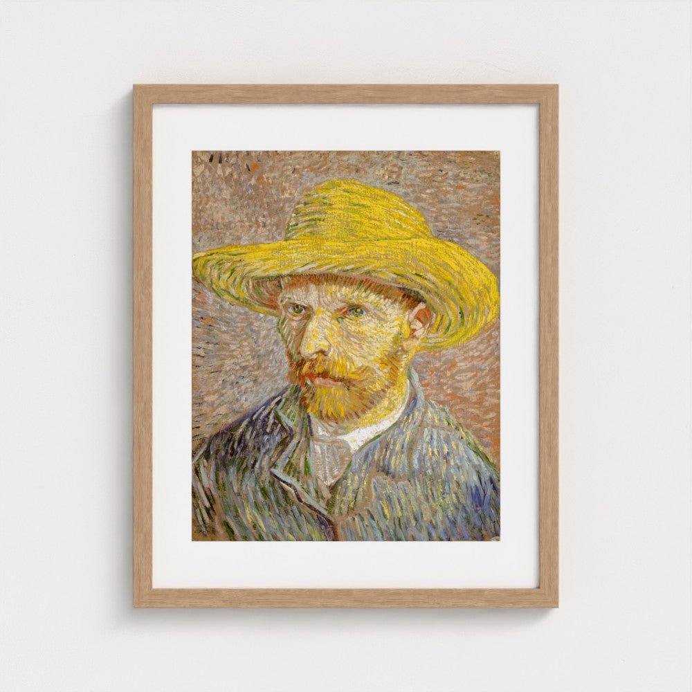 Vincent van Gogh, Self-Portrait with a Straw Hat, natural frame mock-up