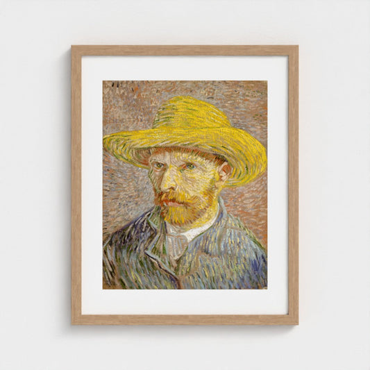 Vincent van Gogh, Self-Portrait with a Straw Hat, natural frame mock-up