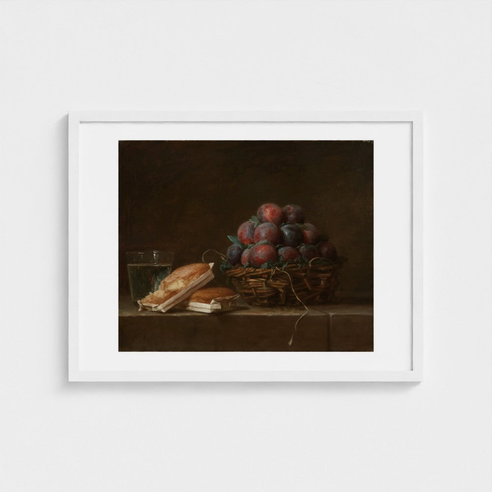 Basket of Plums — White frame