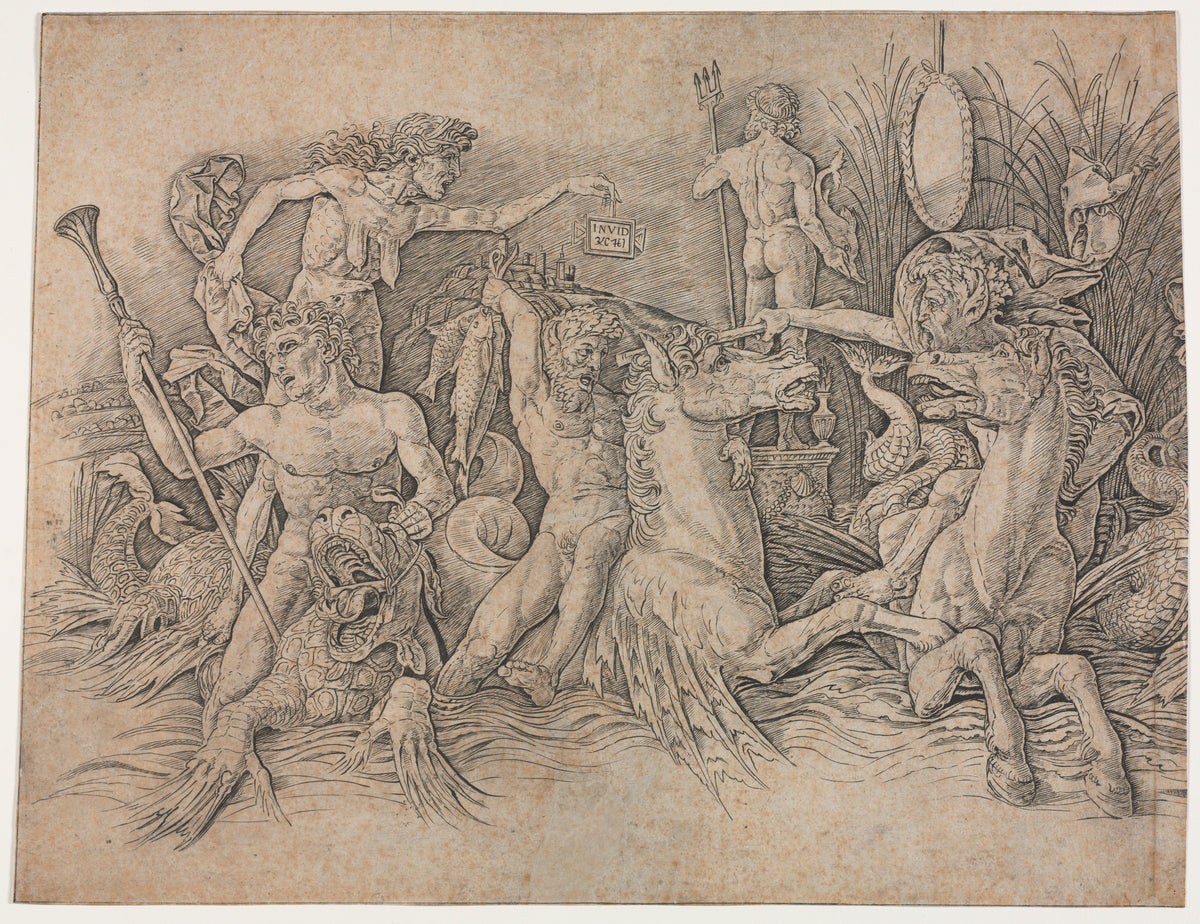 Battle of the Sea Gods - left portion by Andrea Mantegna