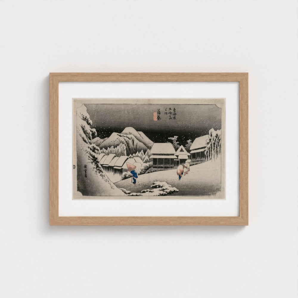 Evening Snow at Kambara (number sixteen of the series Fifty-three Stations of the Tokaido) — Natural frame