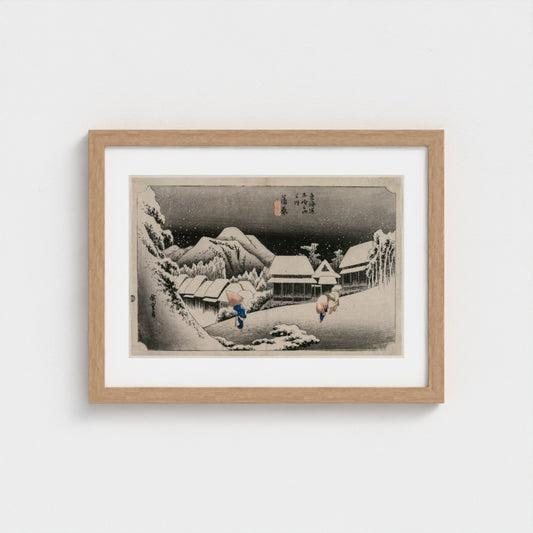 Evening Snow at Kambara (number sixteen of the series Fifty-three Stations of the Tokaido) — Natural frame