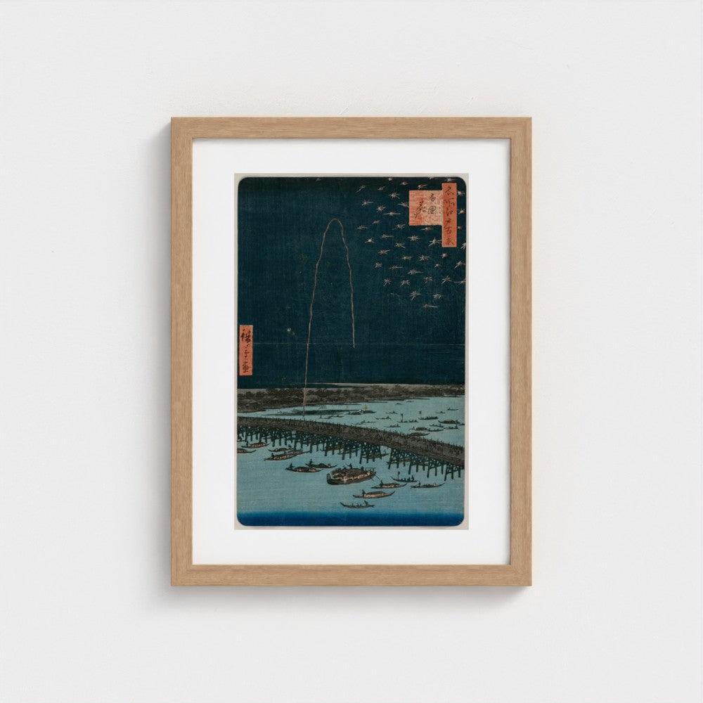 Fireworks at Ryōgoku — Natural frame, genuine Prodigi Head On mock-up
