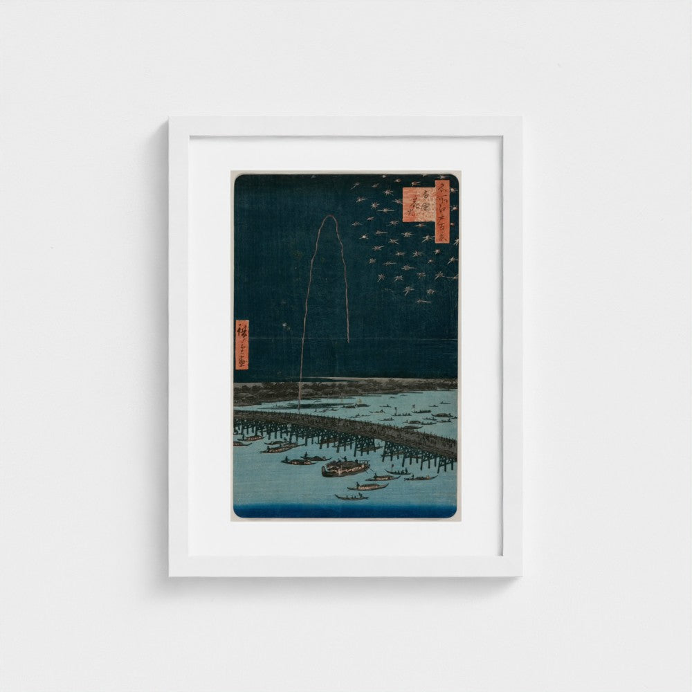 Fireworks at Ryōgoku — White frame, genuine Prodigi Head On mock-up