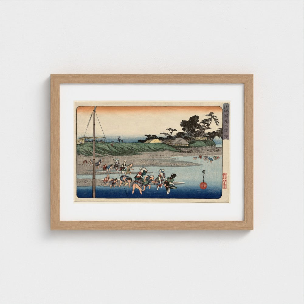 Gathering Shellfish at Low Tide at Susaki, from Famous Places in Edo — Natural frame