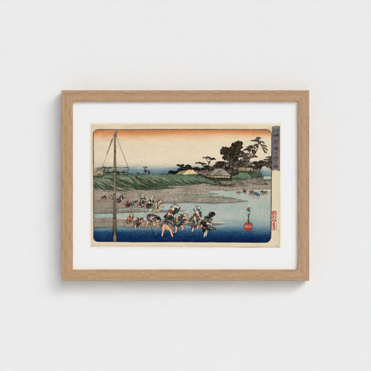 Gathering Shellfish at Low Tide at Susaki, from Famous Places in Edo — Natural frame