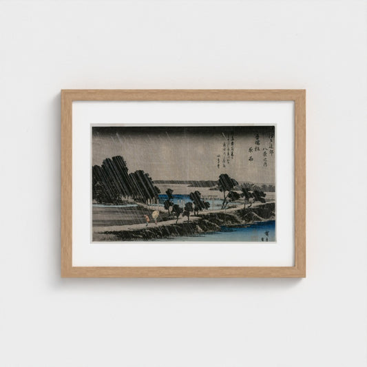 Night Rain at the Azuma Shrine (from the series Eight Views of the Environs of Edo) — Natural frame