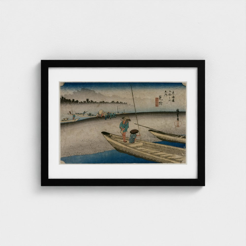 Picture of the Tenryu River near Mitsuke (Station 29), from the series Fifty-Three Stations of the Tokaido — Black frame