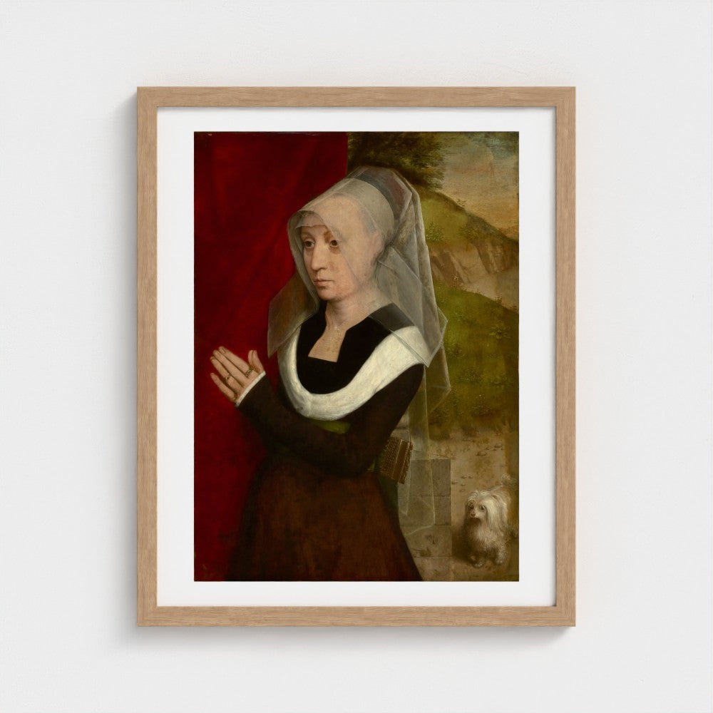 Portrait of a Woman at Prayer by Hans Memling in a natural 40 × 50 cm Classic Frame