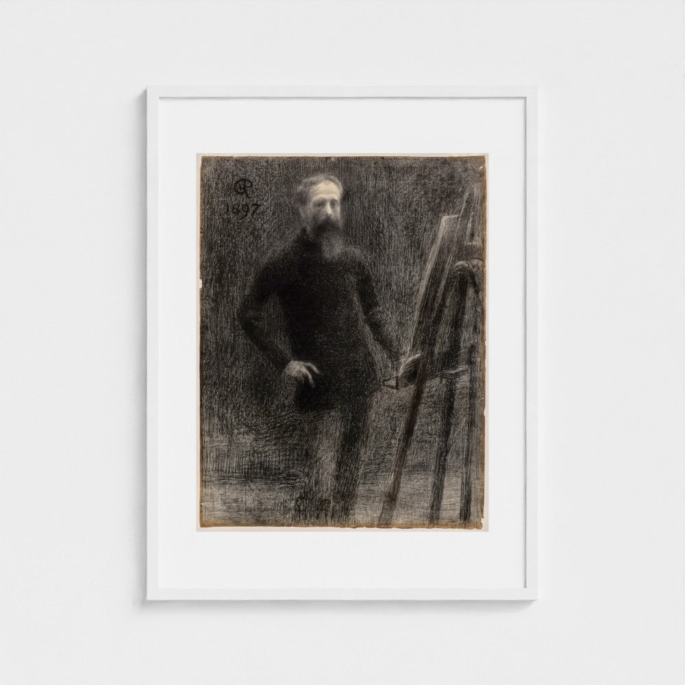 Self-Portrait at Easel — White frame