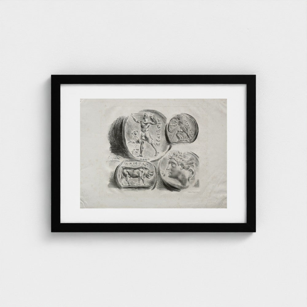 Sheet of Four Antique Medals — Black frame