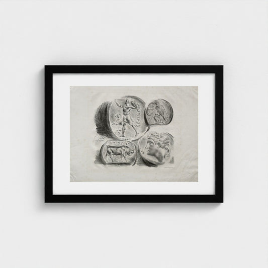 Sheet of Four Antique Medals — Black frame