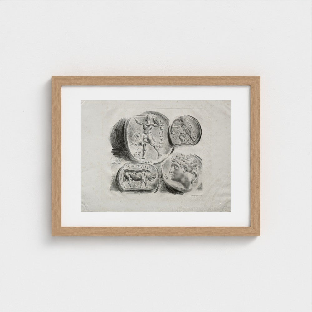 Sheet of Four Antique Medals — Natural frame