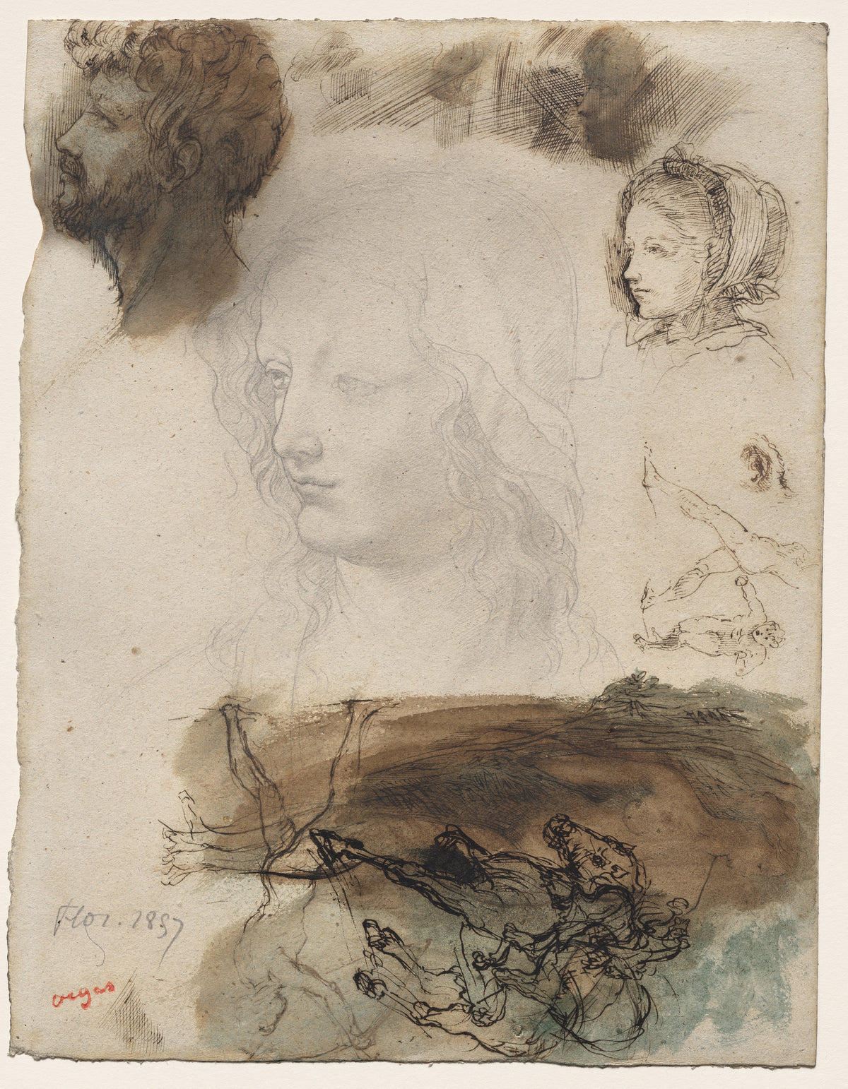 Sheet of Studies and Sketches by Edgar Degas