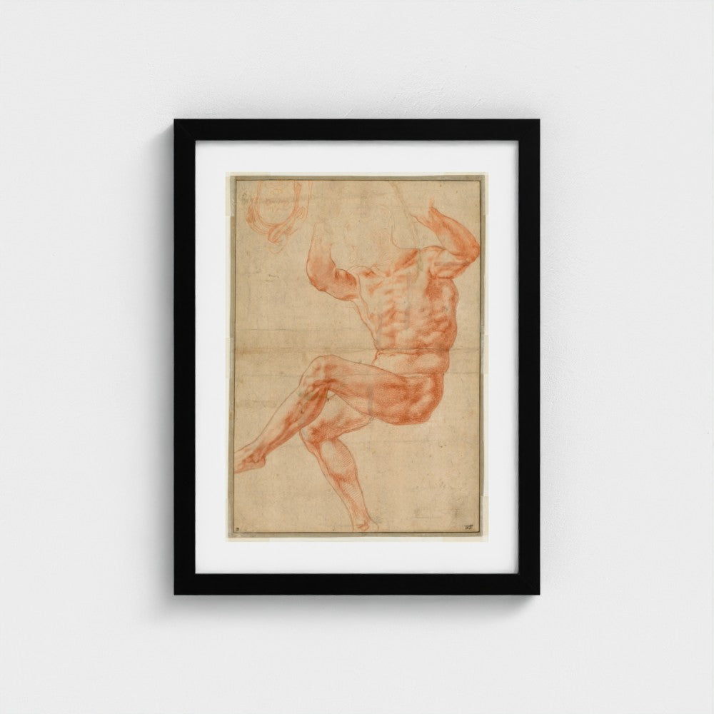 Study for the Nude Youth over the Prophet Daniel (recto) — Black frame