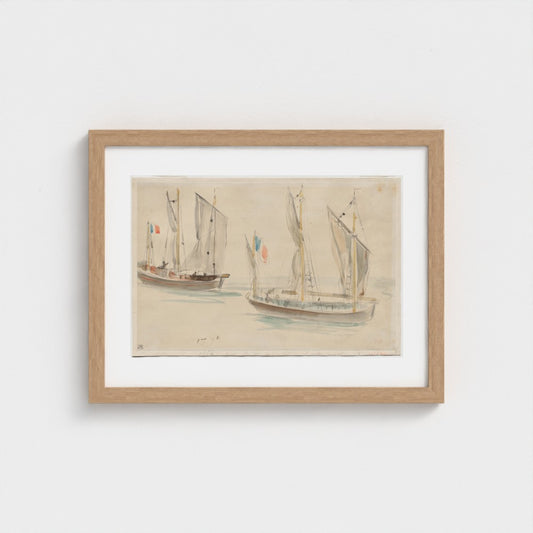 Two Boats at the Harbor of Dieppe — Natural frame