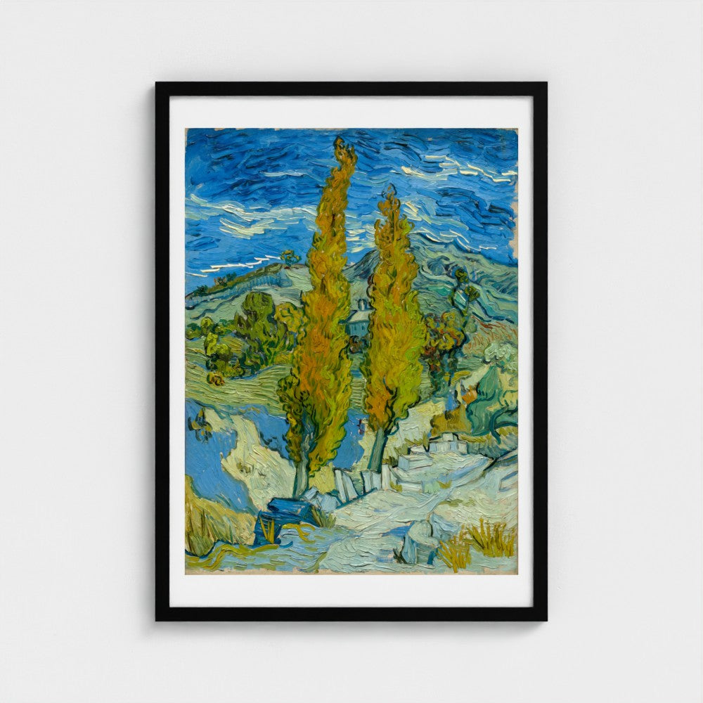 Two Poplars in the Alpilles near Saint-Rémy — Black frame