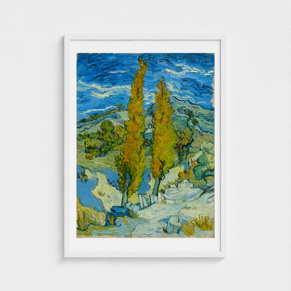 Two Poplars in the Alpilles near Saint-Rémy — White frame